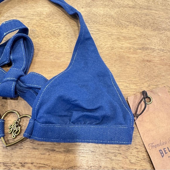 Frankie's Bikinis x Bella Hadid Denim Blue Bikini Top Womens Small Resort Beach - Picture 4 of 6
